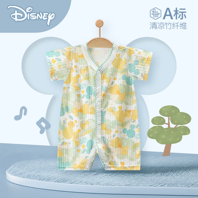 Disney/迪士尼婴儿连体衣竹纤维夏装新生儿衣服夏季短袖哈衣爬服