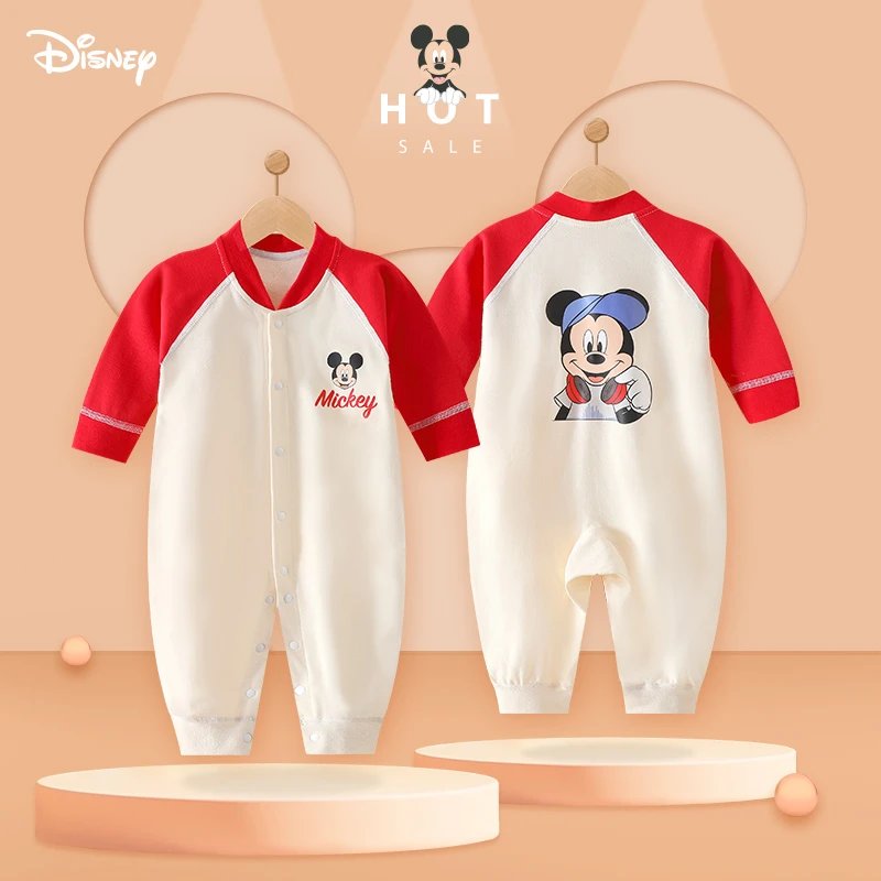 Disney/迪士尼婴儿连体衣春秋装纯棉新生衣服宝宝秋冬季哈衣爬服