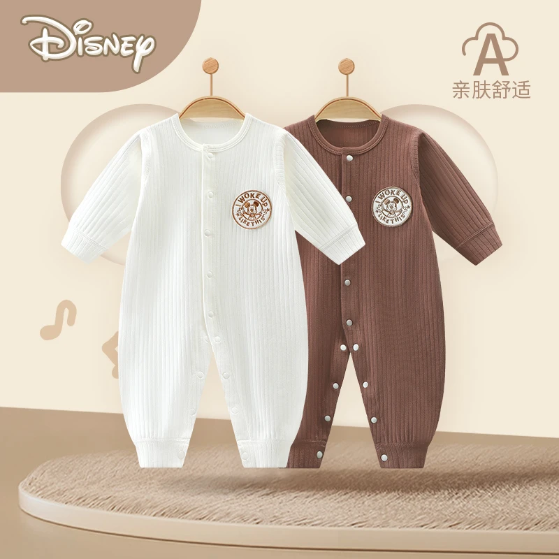 Disney/迪士尼婴儿连体衣舒绒棉新生春秋装衣服宝宝四季款哈衣