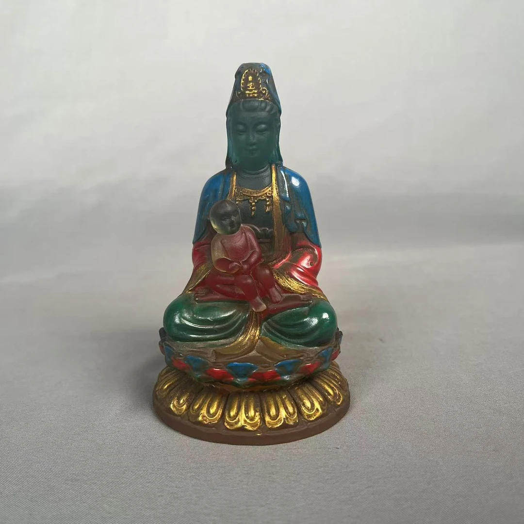 清乾隆琉璃送子观音佛造像B2-095