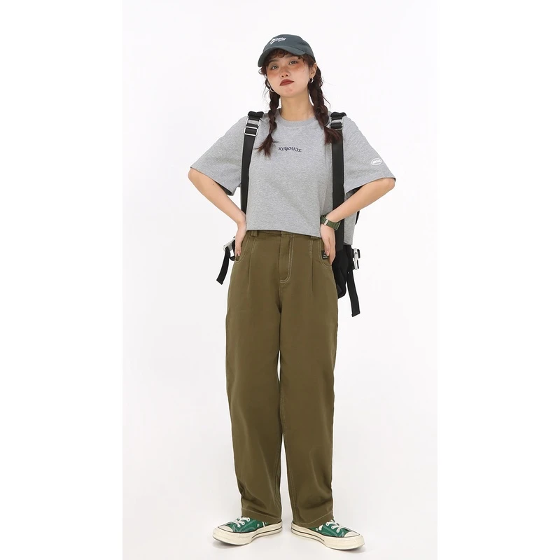 嬉游记原创2024新款高腰显瘦阔腿休闲长裤女舒适宽松小个子哈伦裤