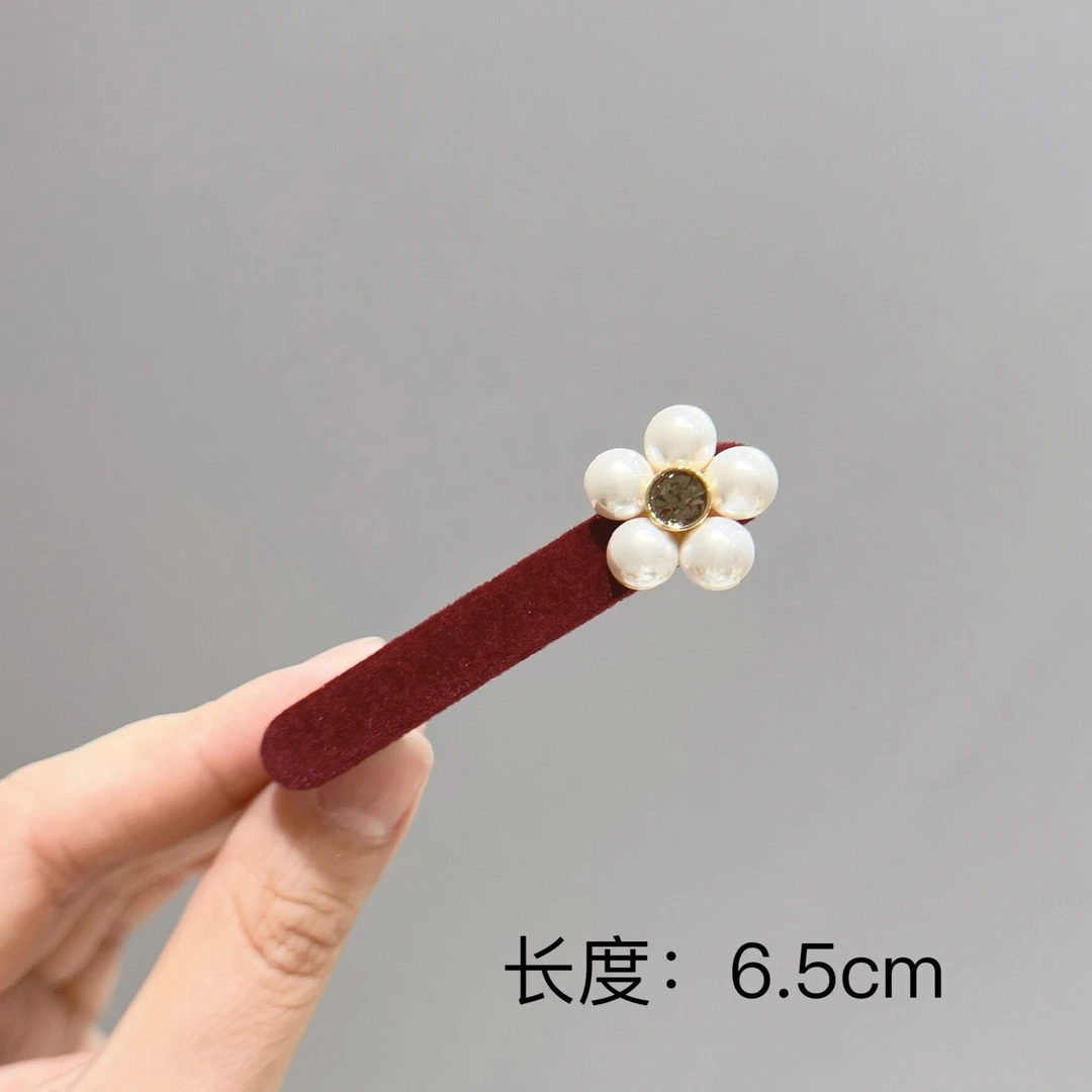 BAOSHATI/宝莎缇F-886韩版珠珠花朵刘海侧边夹鸭嘴夹