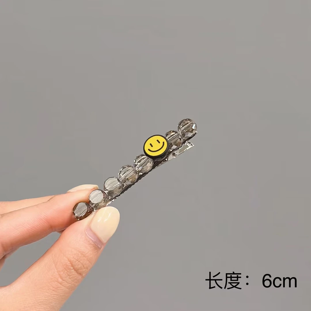 BAOSHATI/宝莎缇F-882韩版时尚百搭笑脸晶晶刘海侧边鸭嘴夹6厘米