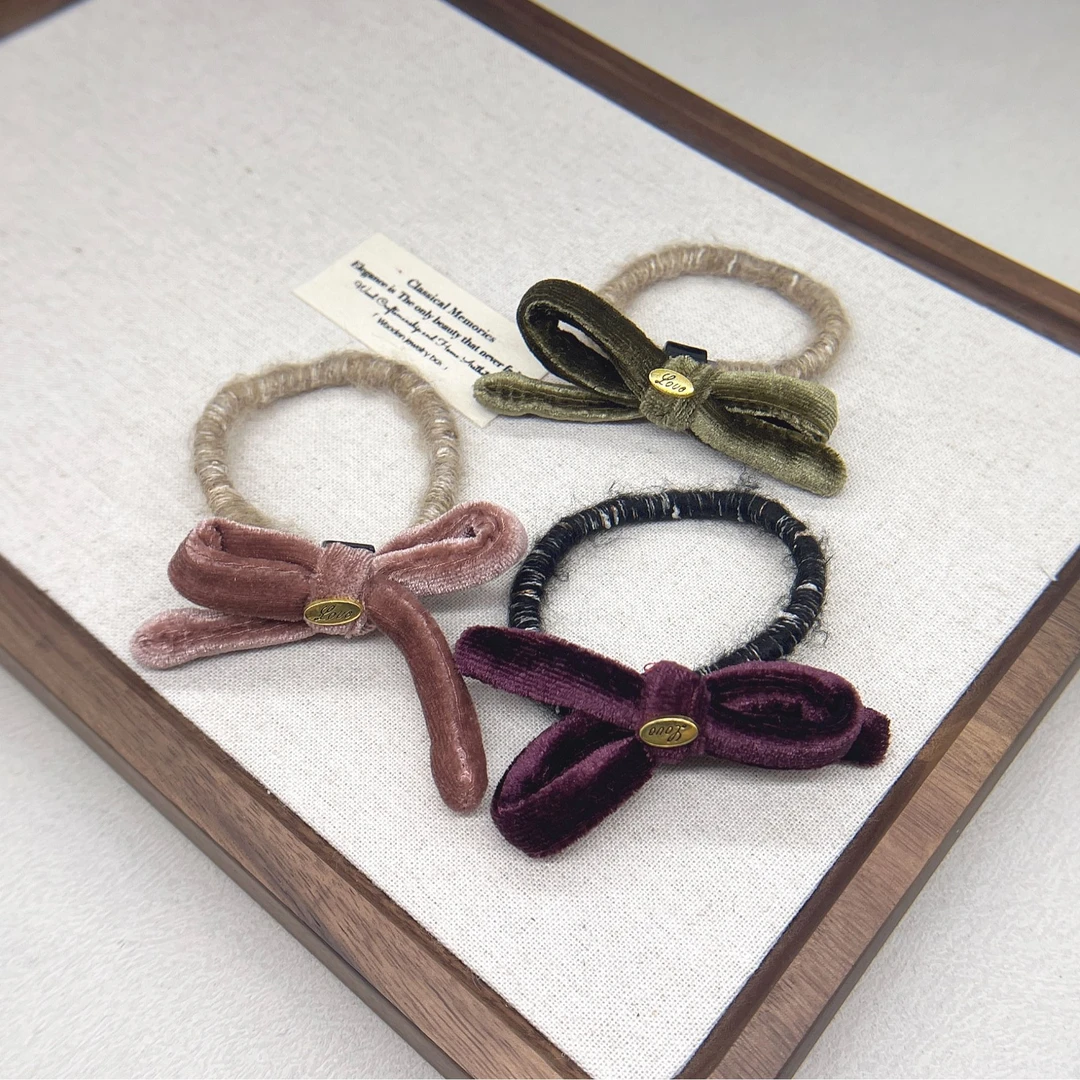 BAOSHATI/宝莎缇F-679韩版丝绒蝴蝶结皮筋3根