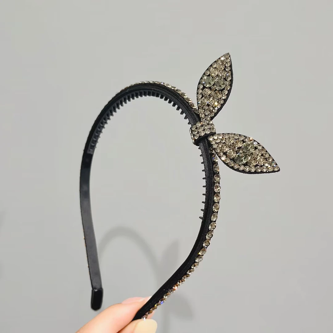 BAOSHATI/宝莎缇F-764韩版时尚精致闪钻兔耳朵发箍（灰）