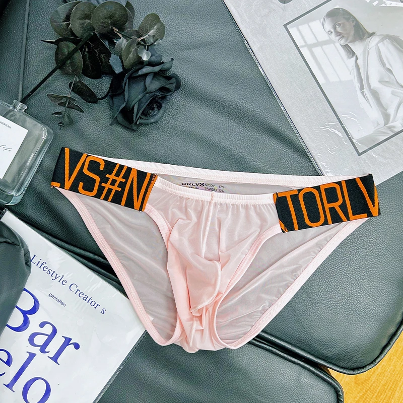 性感透明高叉男士三角裤运动低腰激凸提臀内裤夏季超薄透气潮裤衩