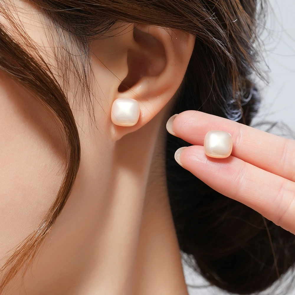 铜合金仿珍珠耳饰 2024秋冬新品-简约方珠-百搭气质轻奢耳钉