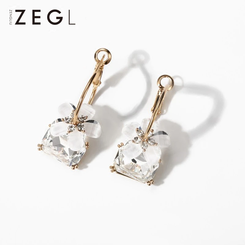ZEGL 合金耳饰 五叶花朵耳钉耳环女小众设计感高级法式气质耳饰