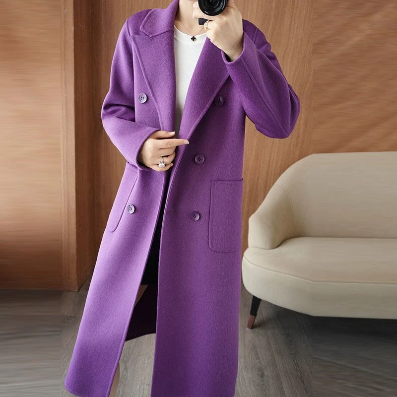 高端毛呢外套2025新款西装领冬装小个子高级感中长款呢子大衣1012