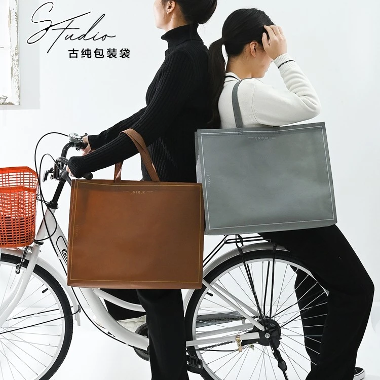 女装店手提无纺布袋大容量莫兰迪环保礼品包装袋服装袋子定制LOGO