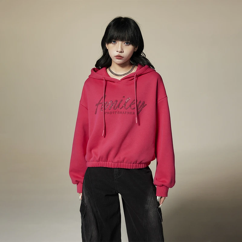 TUOGU/拓谷长袖时尚休闲百搭连帽宽松印花秋冬加绒上衣Q40277