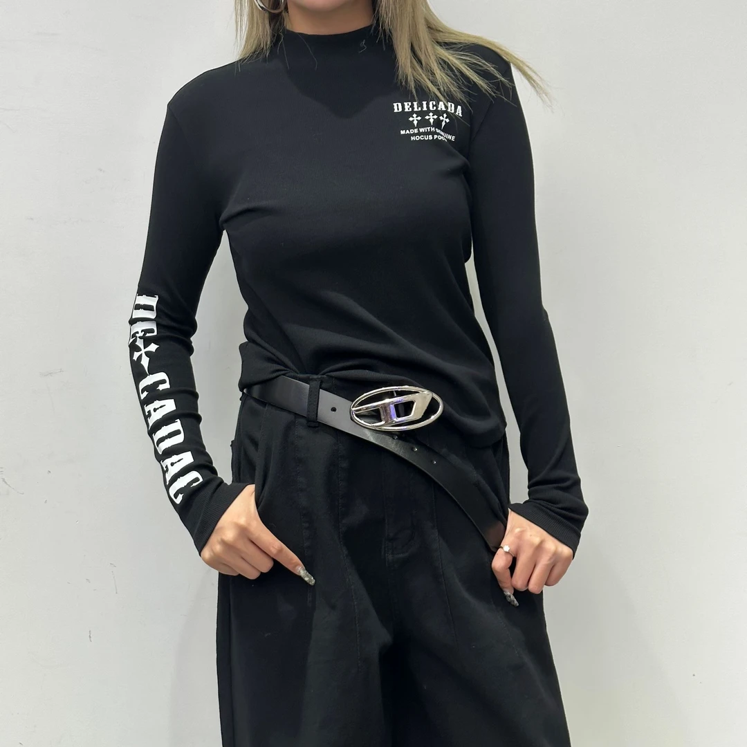 TUOGU/拓谷长袖时尚休闲百搭女士黑色修身半高领ZQ30269