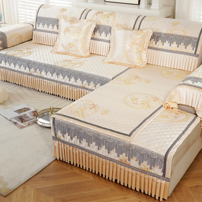 三只羊【巴黎花】四季欧式高档沙发垫皮沙发坐垫布艺沙发巾沙发罩
