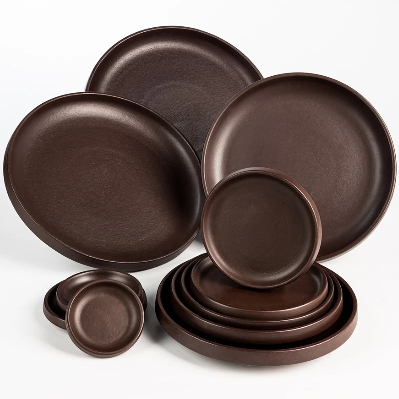 紫砂花盆~托陶瓷紫砂~盆底座盘~托底碟圆形~底盘加厚~接水盘托盘~