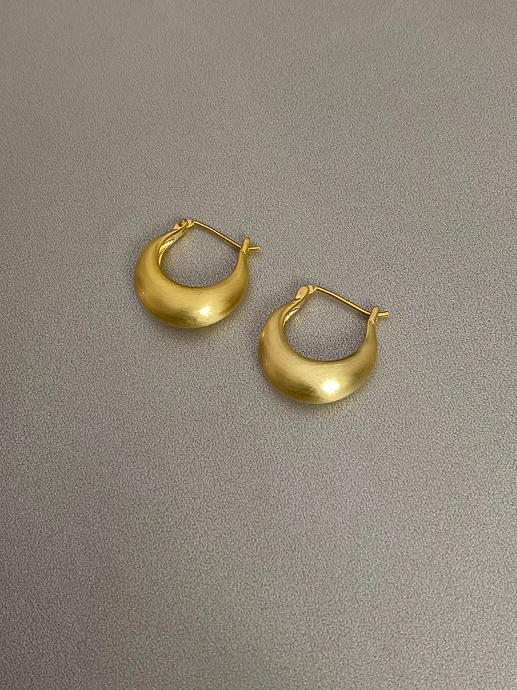 合金耳饰 法式磨砂拉丝金属耳环简约时髦高级感耳扣