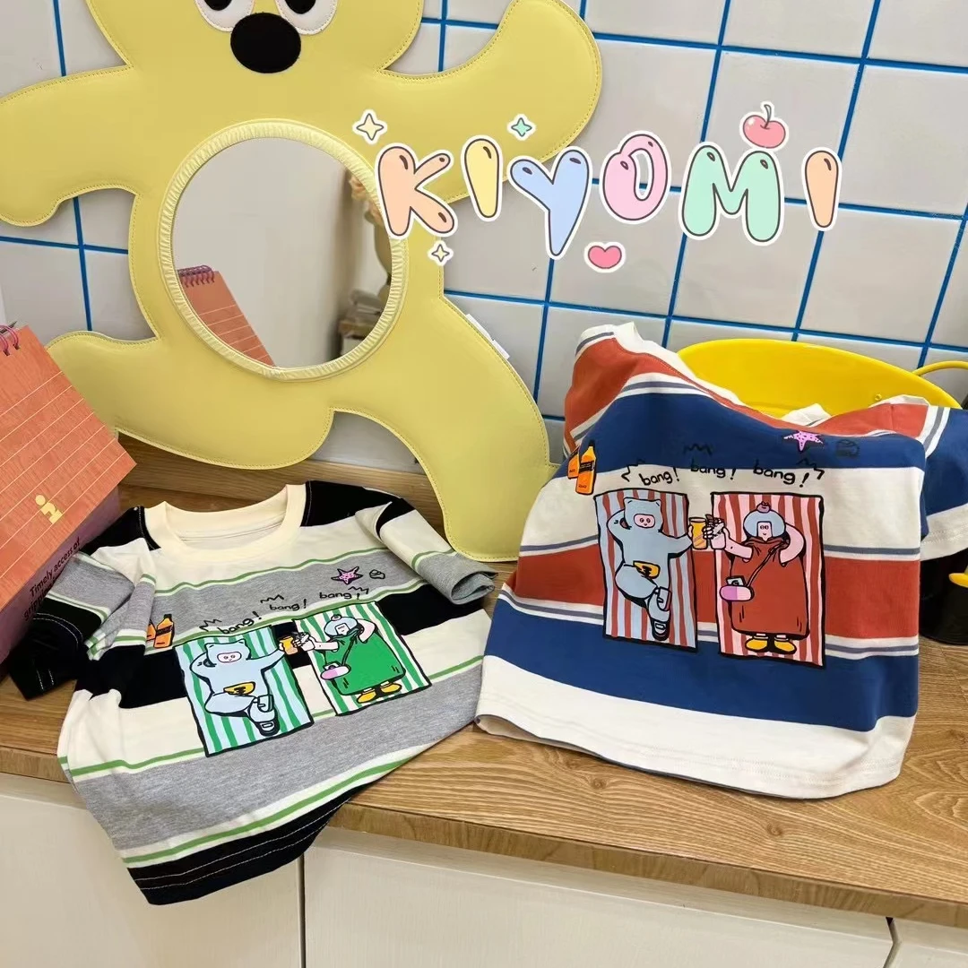 家居服儿童女童夏季印花韩版卡通撞色拼色儿童女童夏季印花韩版