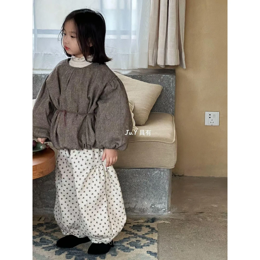 88025【具有】碎花加绒休闲裤