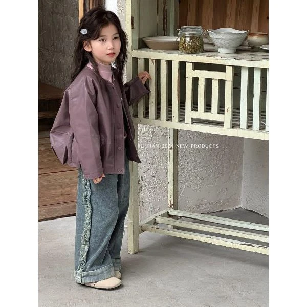 8103【JUTIAN】韩系无领皮衣