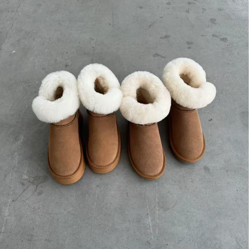 【福利 NO退NO换 介者慎拍】厚底真皮牛角扣短靴雪地靴ST8888