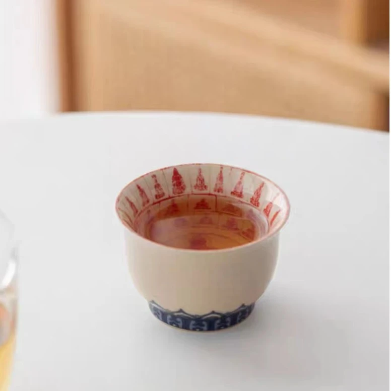 【姗姗说瓷】千佛复古蓝莲家用主人杯