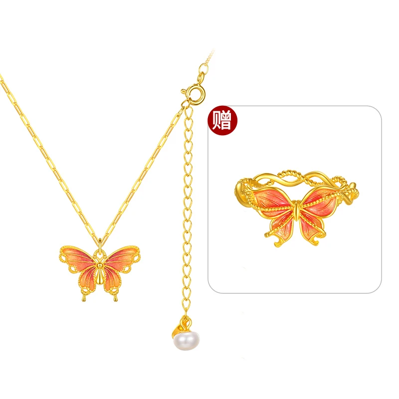 【潮宏基】蝶梦项链 银镀金色#80063