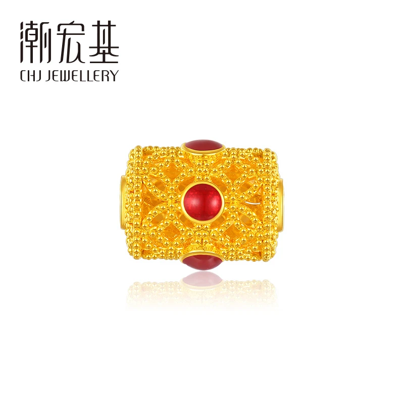 【潮宏基】足金鸿运当头转运珠 万花筒挂坠 国潮小蛮腰吊坠轻奢 708