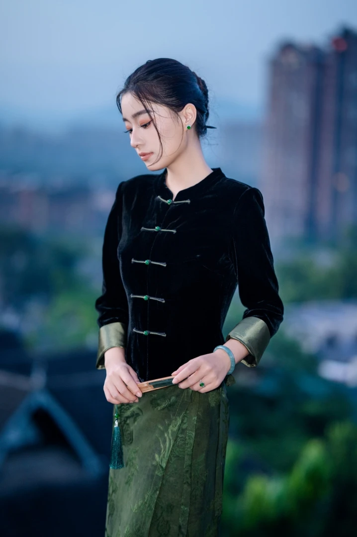 玉家人《勐康》设计师新中式改良傣装大小个子短外套满分黑色桑蚕丝