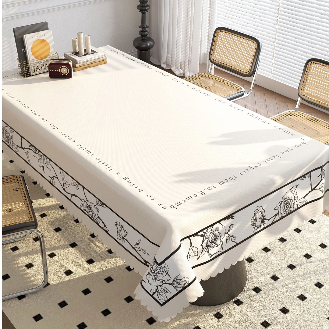 法式家用轻奢高级感桌布免洗防水防油防烫pvc氛围感茶几餐桌台布