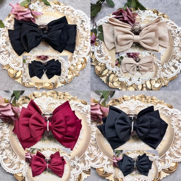 布艺发饰 ab 面纯色蝴蝶结抓夹(福利）