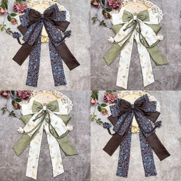 布艺发饰 超大超长双鱼尾飘带拼色蝴蝶结弹簧夹