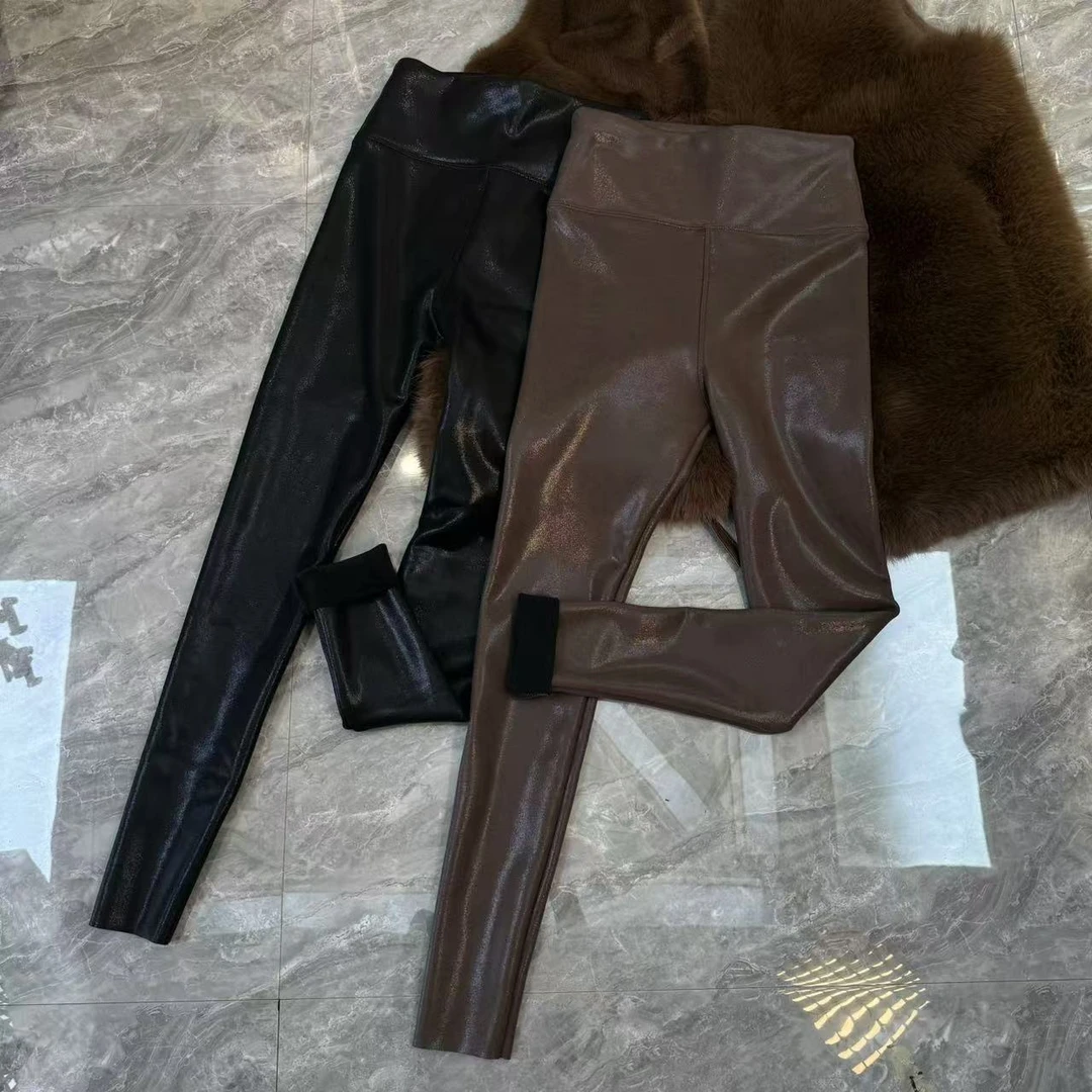 【乔家】K823新款时尚百搭亮面星空打底加厚绒芭比裤