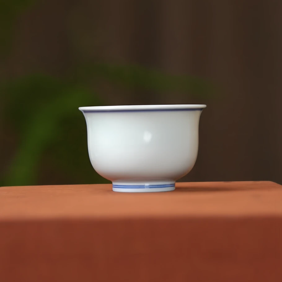 【白胎小炉式杯】景德镇纯手工手绘家用主人杯陶瓷白胎小炉式杯