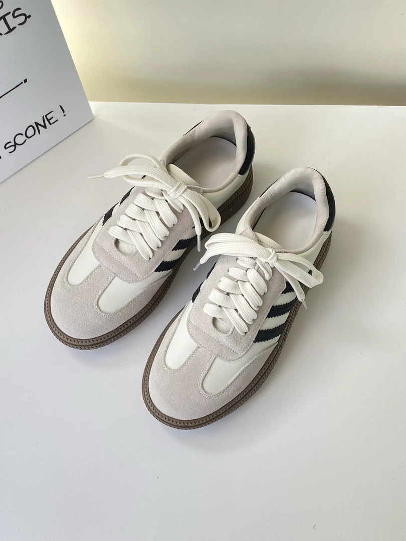 橙橙家~超显腿长形真皮德训鞋 运动鞋 时尚百搭复古潮鞋厚底低帮