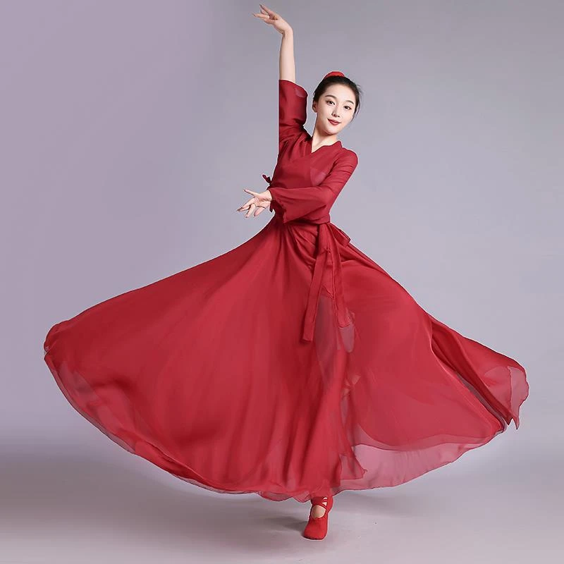 2022新款灯火里的中国舞蹈服装720度开场舞大摆裙飘逸练功裙古典