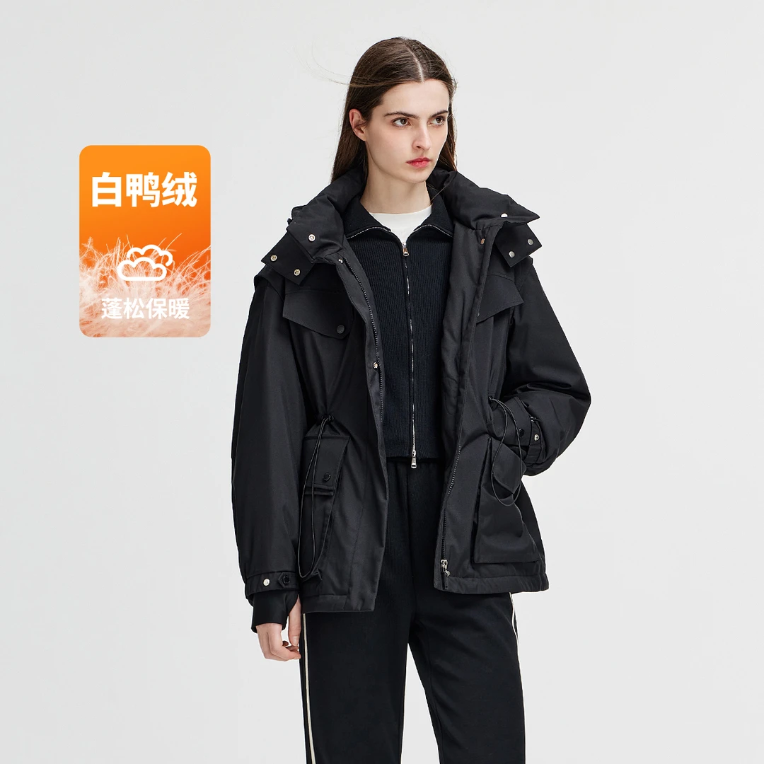 [90白鸭绒]navigare意大利小帆船时尚工装风羽绒服女收腰户外上衣