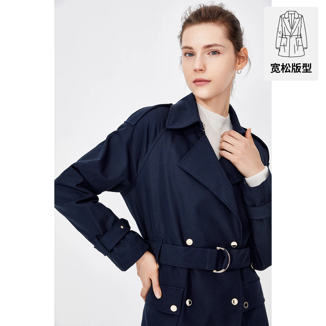 navigare意大利小帆船春秋女士时尚收腰显瘦风衣舒适百搭宽松外套