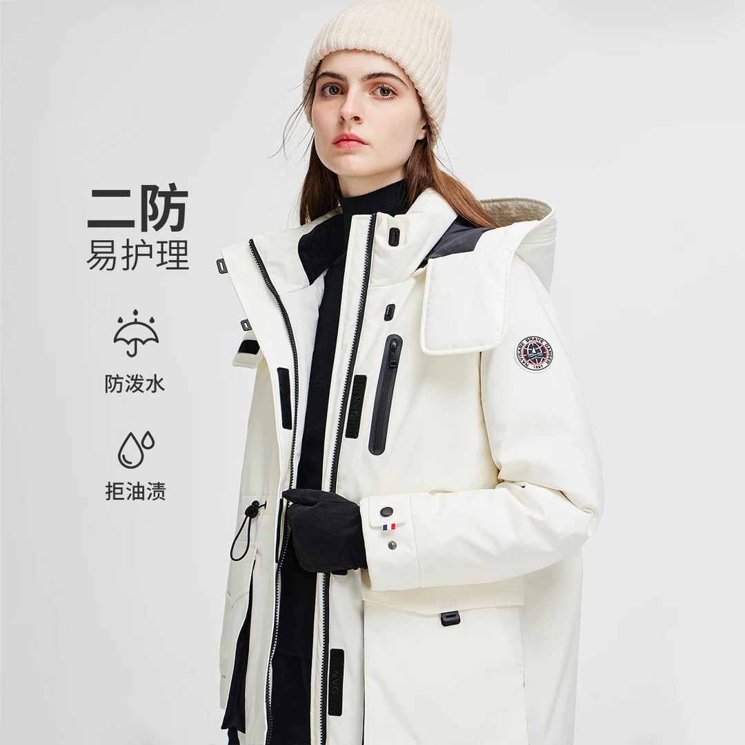 [防水防油]navigare意大利小帆船女士收腰显瘦羽绒服高蓬保暖外套