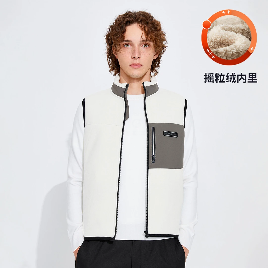 navigare意大利小帆船秋冬男士防风立领摇粒绒背心加绒保暖外套