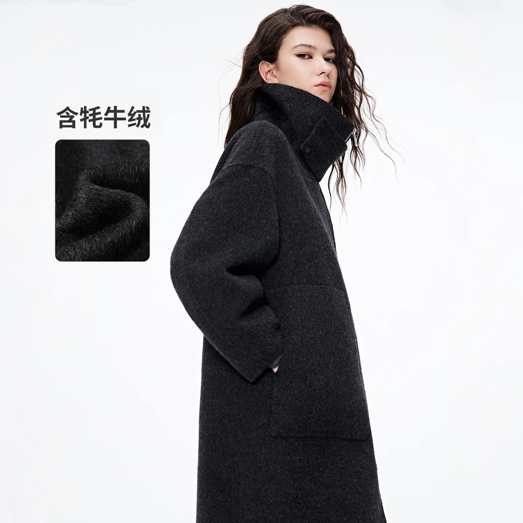 [含耗牛绒]navigare意大利小帆船春秋大牌提花针织开衫女立领外套