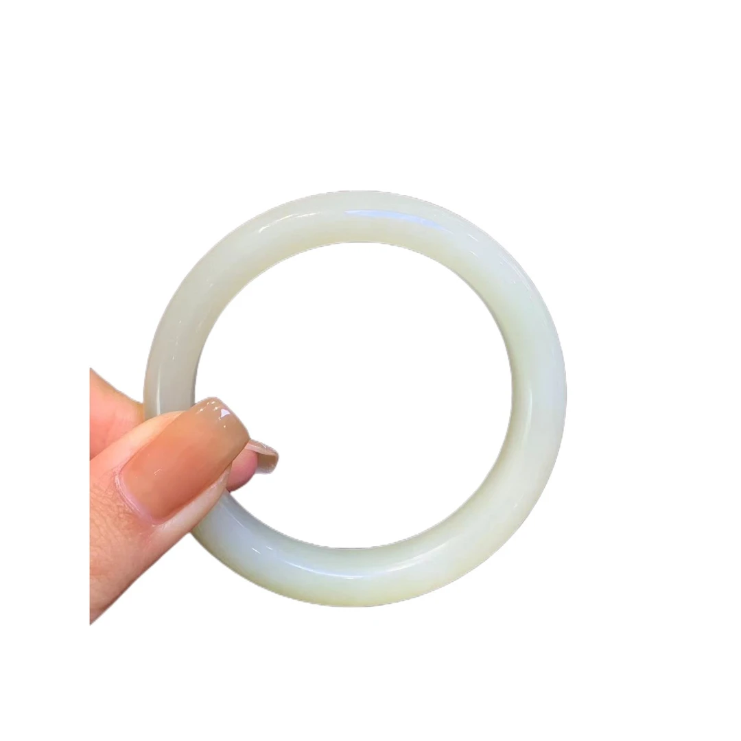 【玉在东方】X白镯和田玉晴水手镯，女款气质时尚百搭好看白色精美