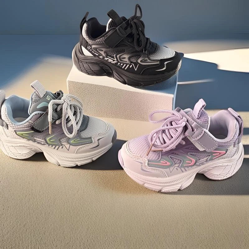 儿童新款双网透气百搭男童女童魔术贴运动老爹鞋819网面软底春秋