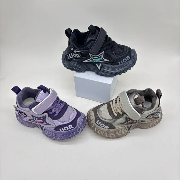 儿童冬季新款二棉加绒保暖男童女童防踢防撞魔术贴潮款运动鞋6805