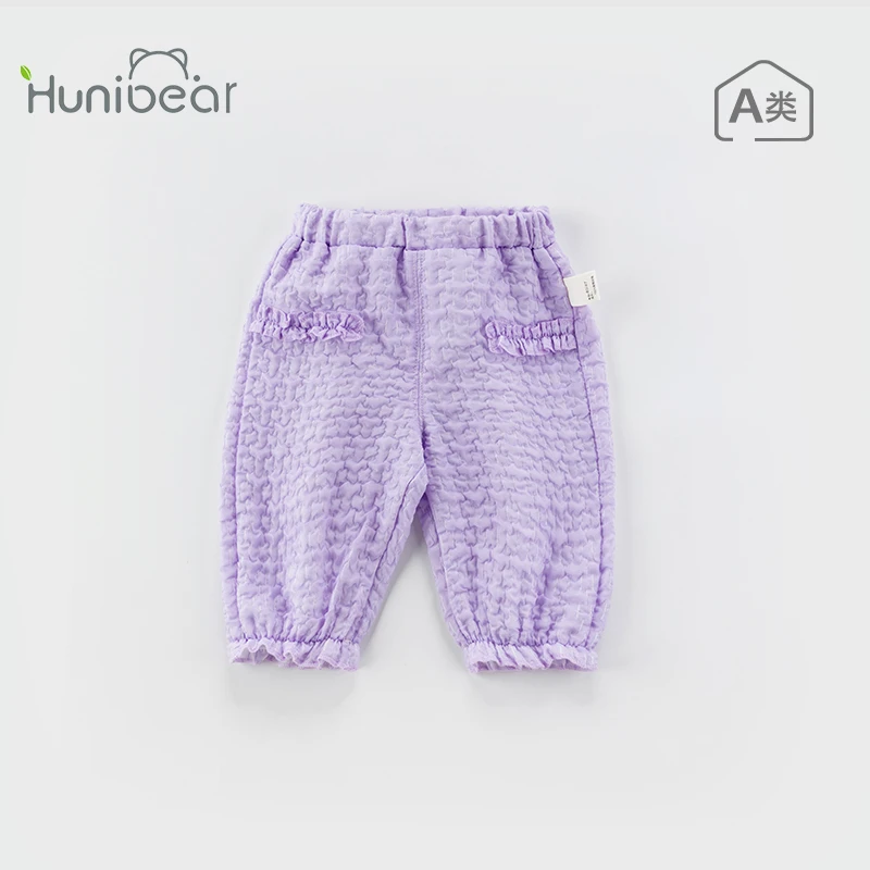 欢喜小熊宝宝夏季薄款七分裤女童外出裤子夏装儿童束口裤衣服童装