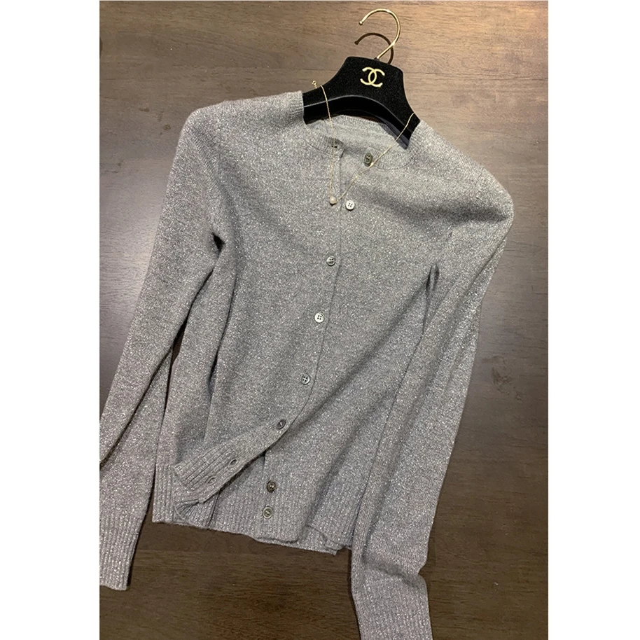 春季针织衫女装季开衫春装2023年新款亮丝上衣薄款早春毛衣外套