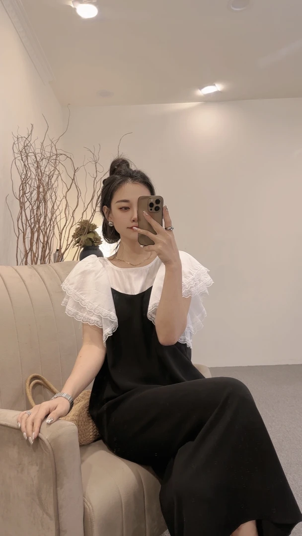 【舒奇雅】韩系天丝拼接百搭气质连衣裙20056