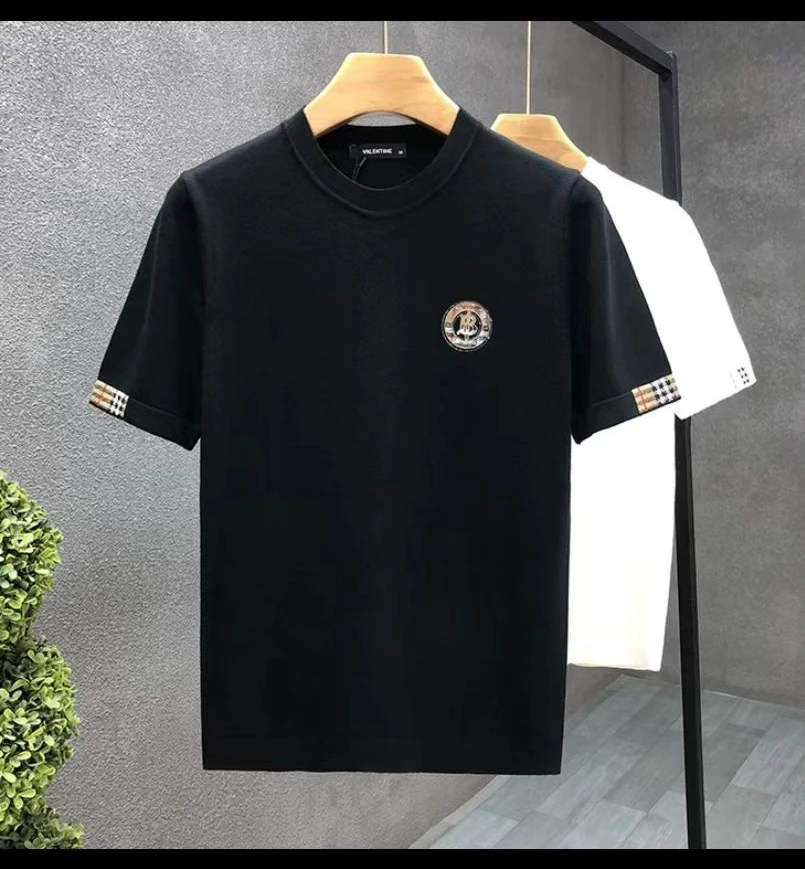 [H0012]2024高品质秋冬男款时尚经典圆领百搭款针织半袖T恤轻奢