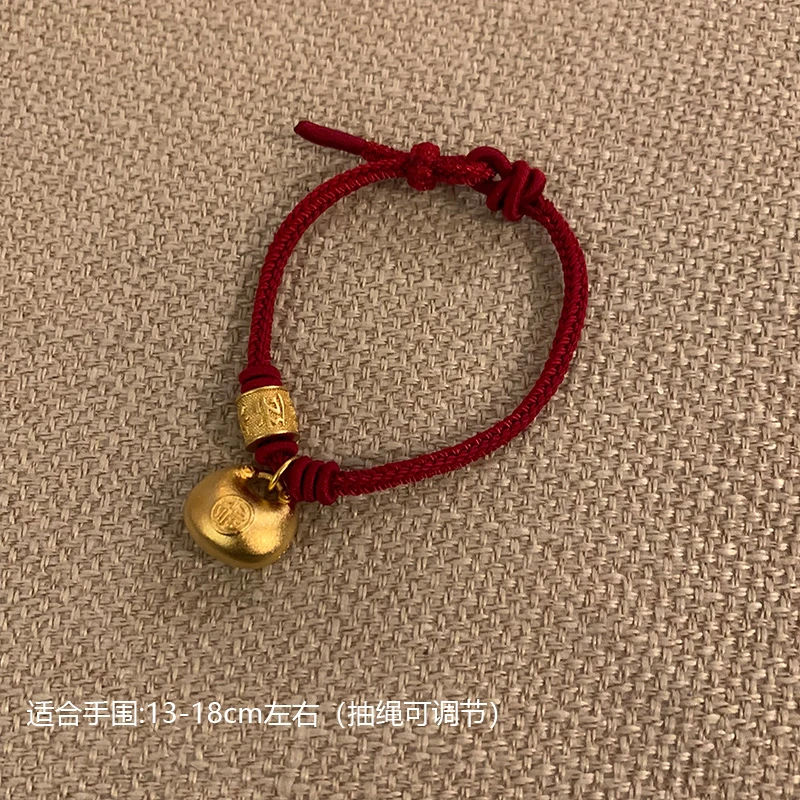 铜合金布艺手链 【小福福】手工复古红色编织可调节手饰品9163-01