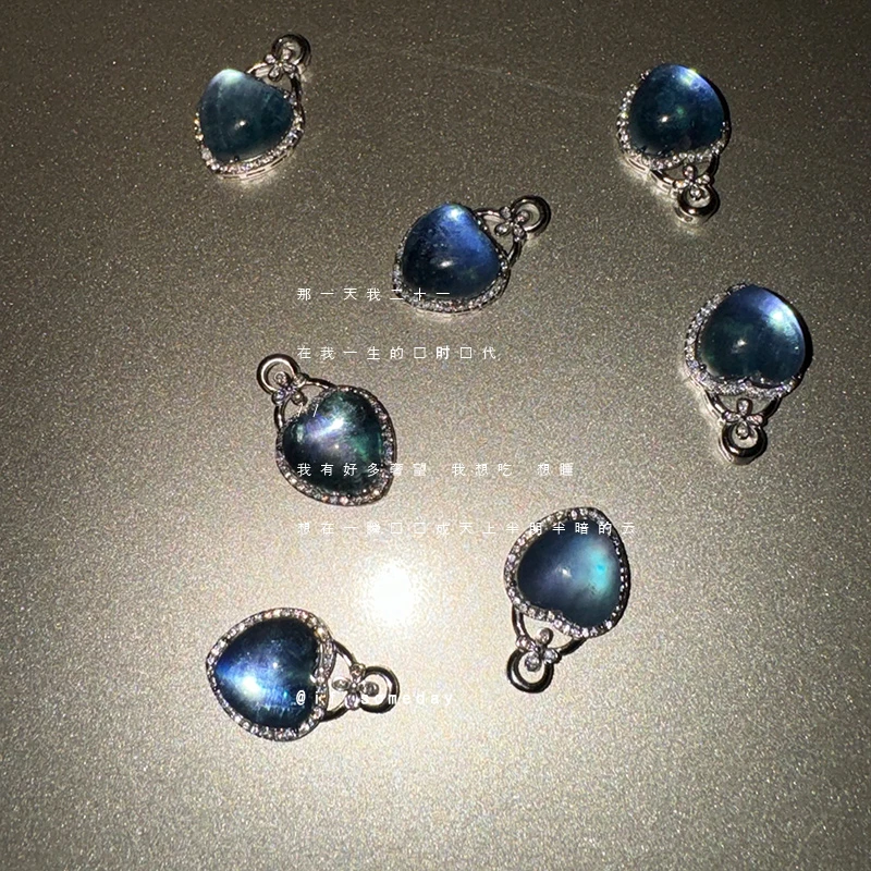 坠链均925银莫桑石 【海洋之心】百搭设计感项链轻奢时尚百搭锁骨链