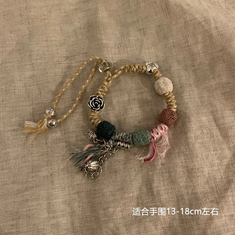合金布艺手链 新中式编绳国风手链彩色民族风编织手作8682-28