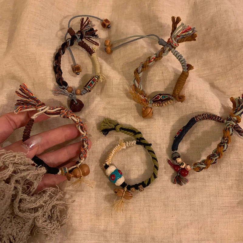 合金木质手链 百搭彩色编织时尚气质纯手工秋冬ins手链